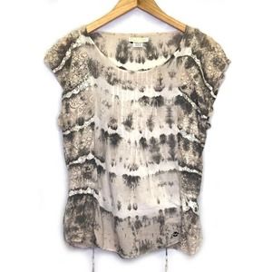 Billabong Gray Lace Cotton Boho Tunic Top Small